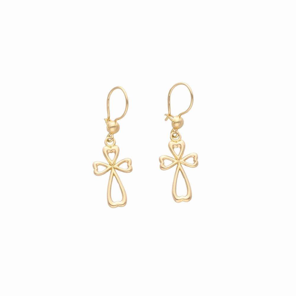 KORSHJÄRTA 18K örhängen på krok - Guldviva Jewellery